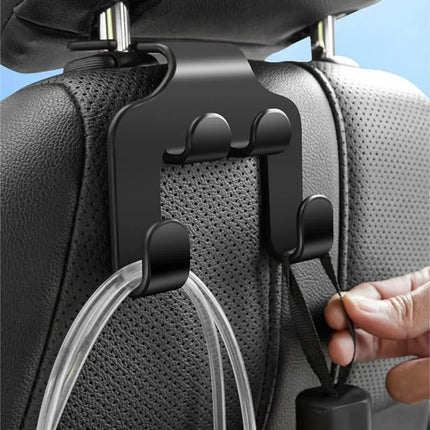 Car Seat Headrest Hook Hanger Black Storage Organizer Universal Handbag Purse Coat Fit Universal Vehicle Car Holder Accessories
