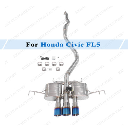 Brushed Exhaust System for Honda Civic Type R FL5 2.0T Performance Muffler Electric Valve Titanium Exhaust Pipe OEM