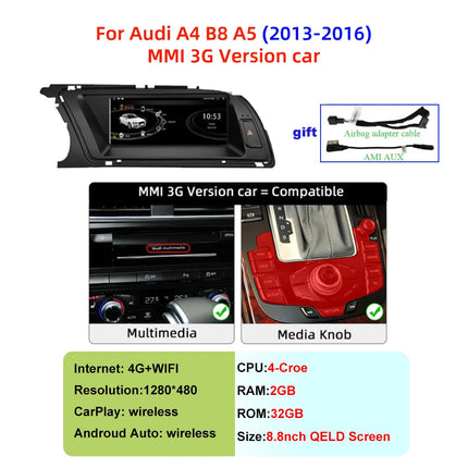 Android 14 Car Multimedia Player Carplay For Audi A4 B8 A5 Car Video Players Multimedia GPS Wireless CarPlay no 2din DSP 5G WIFI