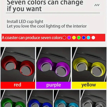 7 Colors Car Coasters Cup Holder LED Light Mats Bottle Light Sensor Atmosphere Interior Accessories Universal