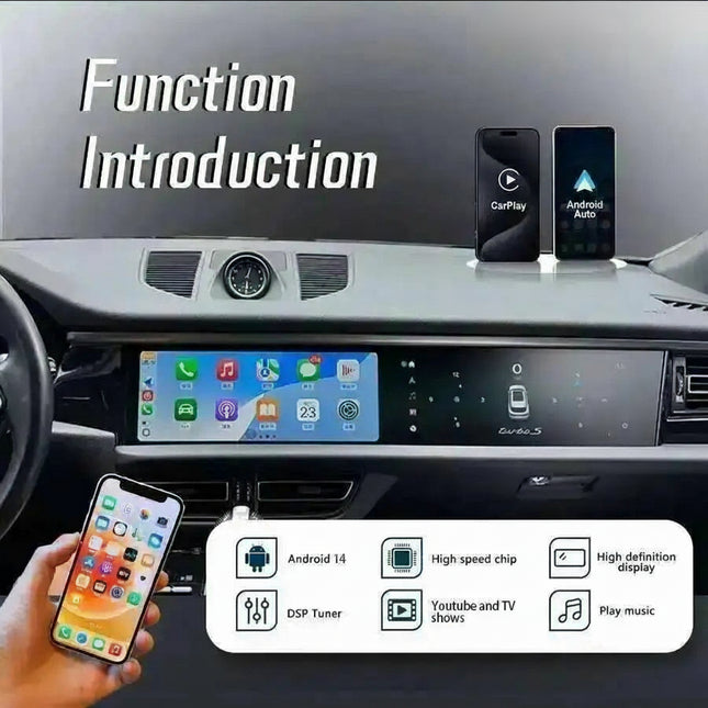 Multimedia Video Auto Player For Porsche Macan 2018-2024 GPS Carplay12.3inch + 12.3inch Screen  Android 14 Car Radio Head Unit