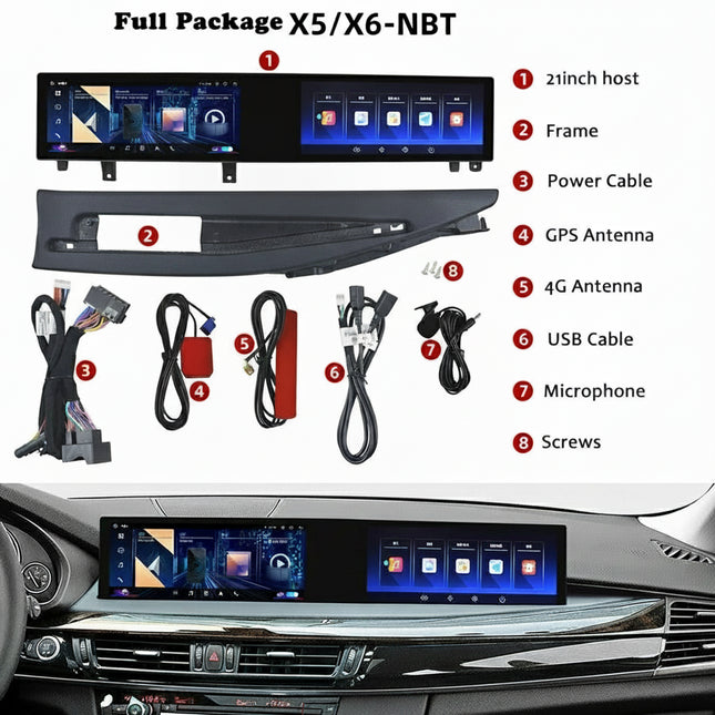 21 inch Car Radio For BMW 5 Series F10 F11 X5 X6 NBT 2011-2017 G30 G38 System CarPlay Android Auto Multimedia Player Screen HU