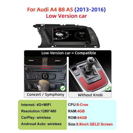 Android 14 Car Multimedia Player Carplay For Audi A4 B8 A5 Car Video Players Multimedia GPS Wireless CarPlay no 2din DSP 5G WIFI
