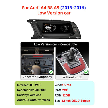 Android 14 Car Multimedia Player Carplay For Audi A4 B8 A5 Car Video Players Multimedia GPS Wireless CarPlay no 2din DSP 5G WIFI