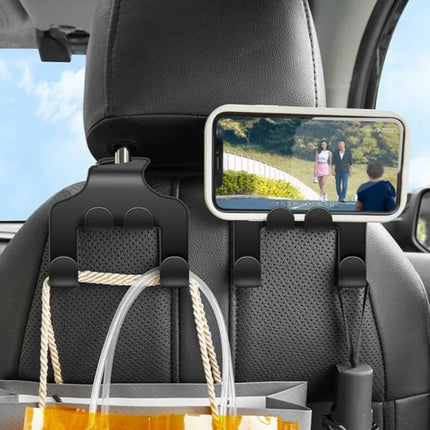 Car Seat Headrest Hook Hanger Black Storage Organizer Universal Handbag Purse Coat Fit Universal Vehicle Car Holder Accessories